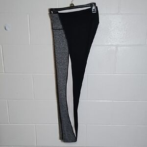 Tek Gear Black and Gray Color-Block Leggings with Stretchy Fit